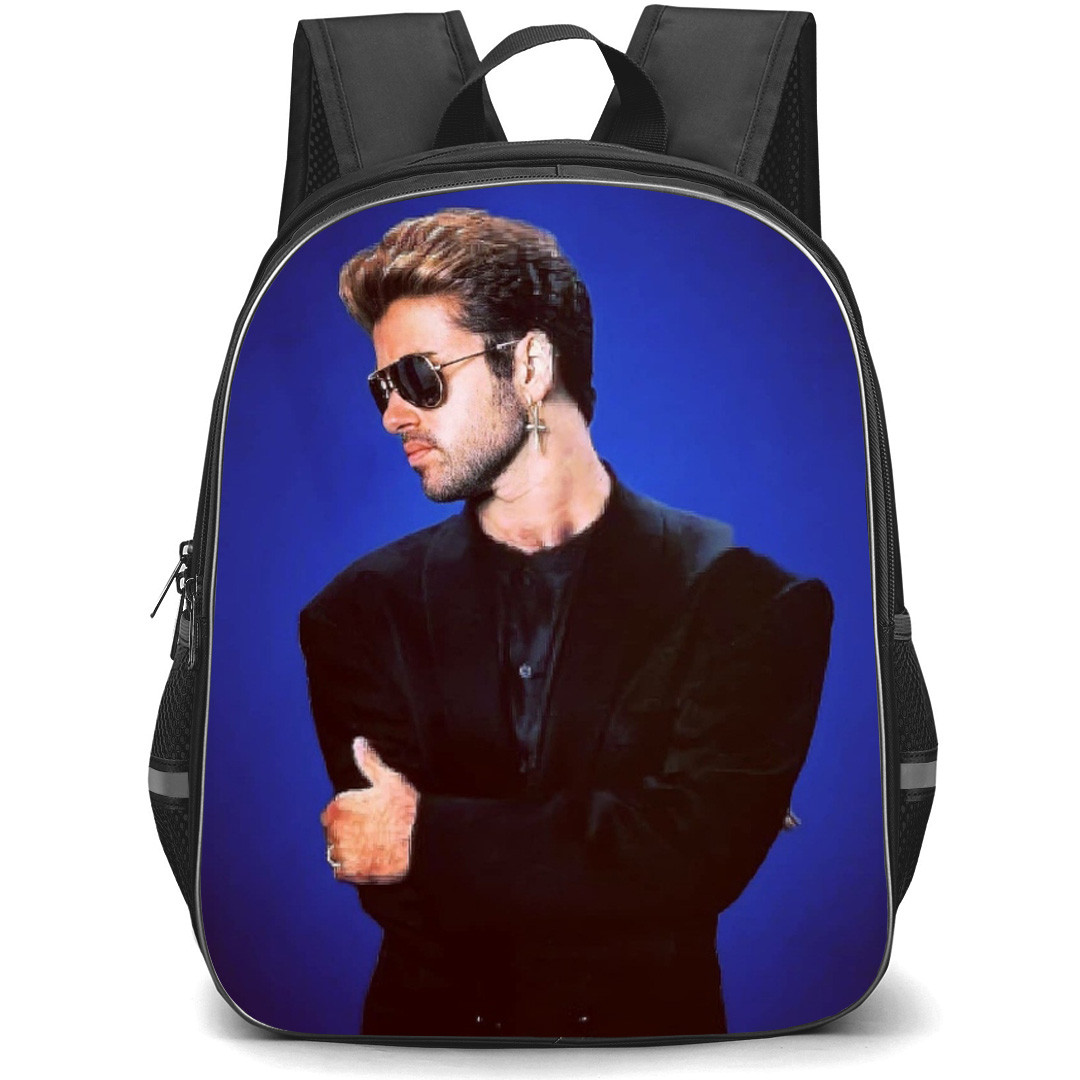 George Michael Backpack School Bag StudentPack - George Michael Side Portrait Blue Background