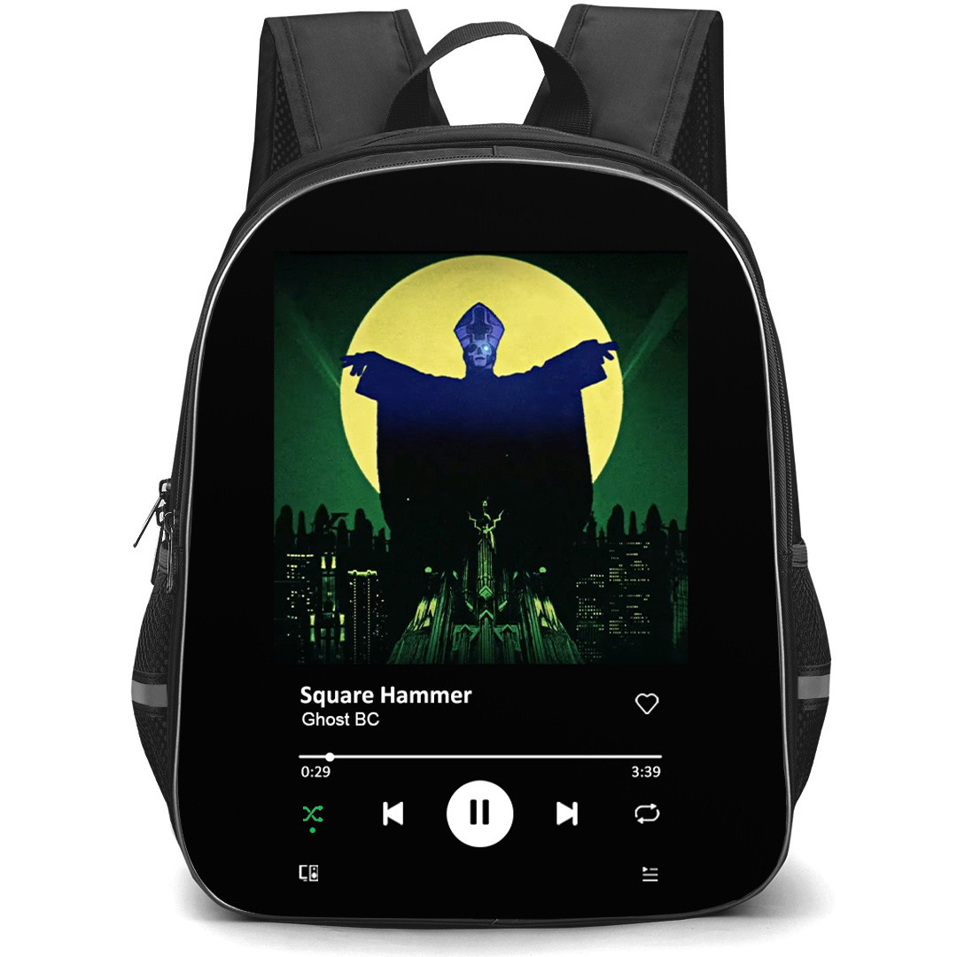 Ghost BC Backpack School Bag StudentPack - Ghost BC Square Hammer Cover Spotify Library Poster