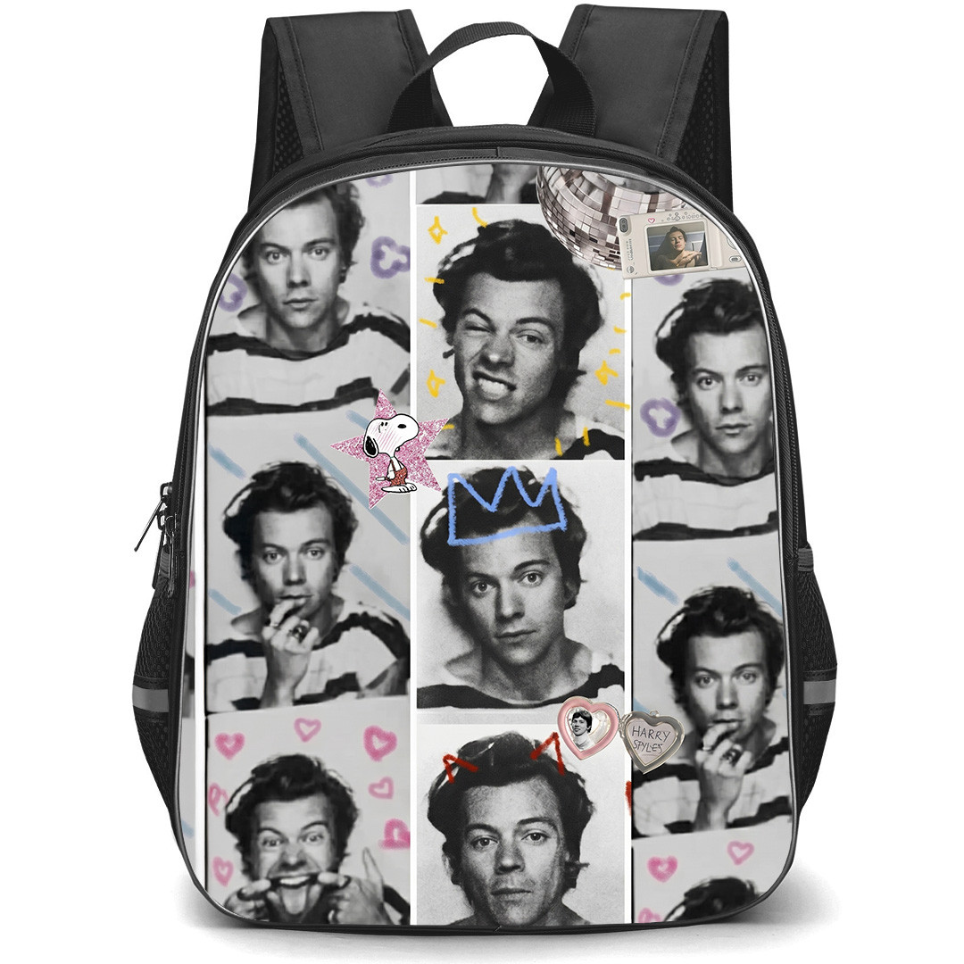 Harry Styles Backpack School Bag StudentPack - Harry Styles Black And White Collage