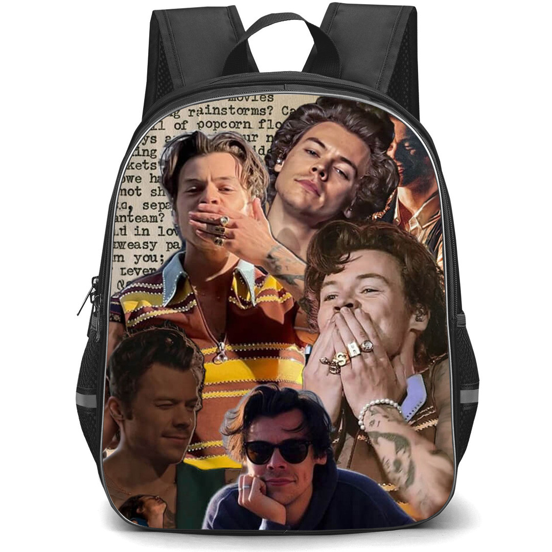 Harry Styles Backpack School Bag StudentPack - Harry Styles Collage Book Background