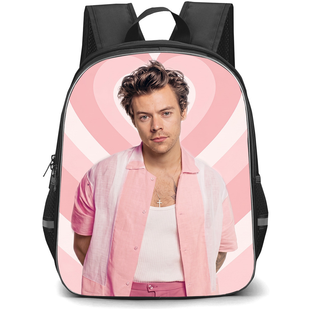 Harry Styles Backpack School Bag StudentPack - Harry Styles Portrait Heart Pattern Art Background