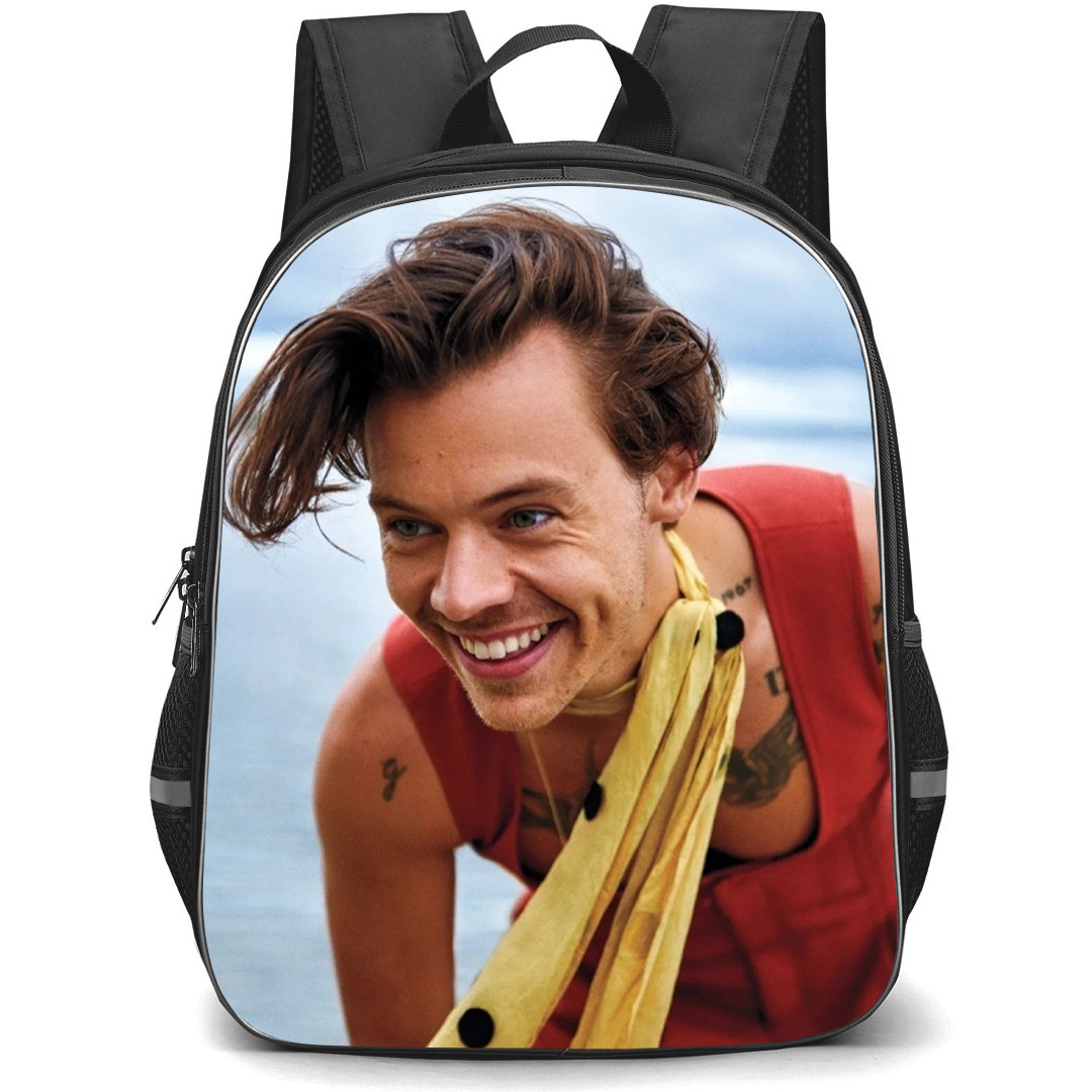 Harry Styles Backpack School Bag StudentPack - Harry Styles Wearing Red Jumsuit Smiling Pose