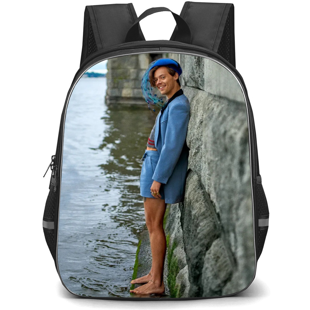 Harry Styles Backpack School Bag StudentPack - Harry Styles Wearing Blue Suit Side Portrait