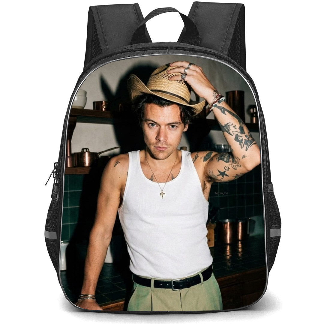 Harry Styles Backpack School Bag StudentPack - Harry Styles Wearing Cowboy Hat Portrait