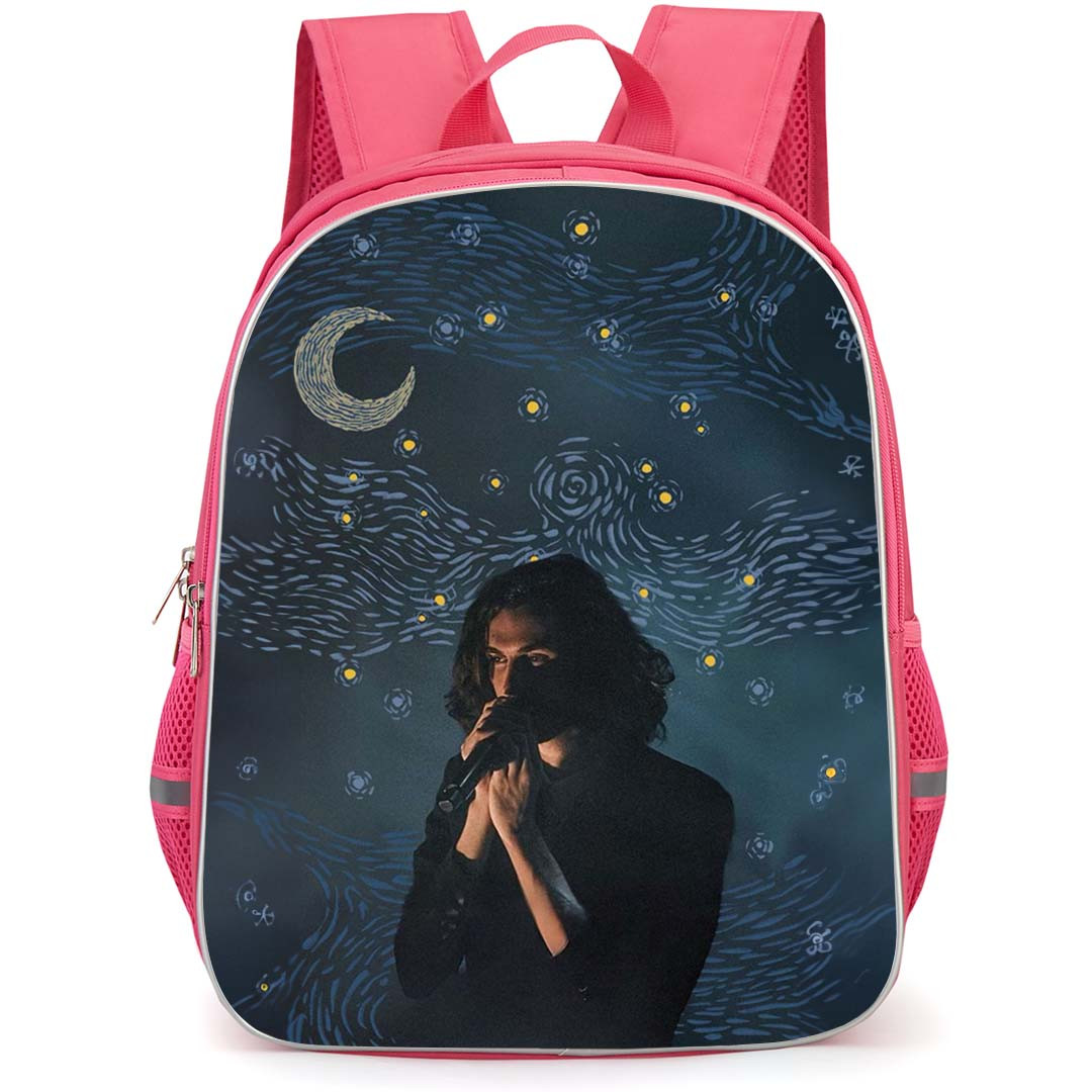 Hozier Backpack StudentPack - Hozier Side Portrait On Moon And Stars Painting Background