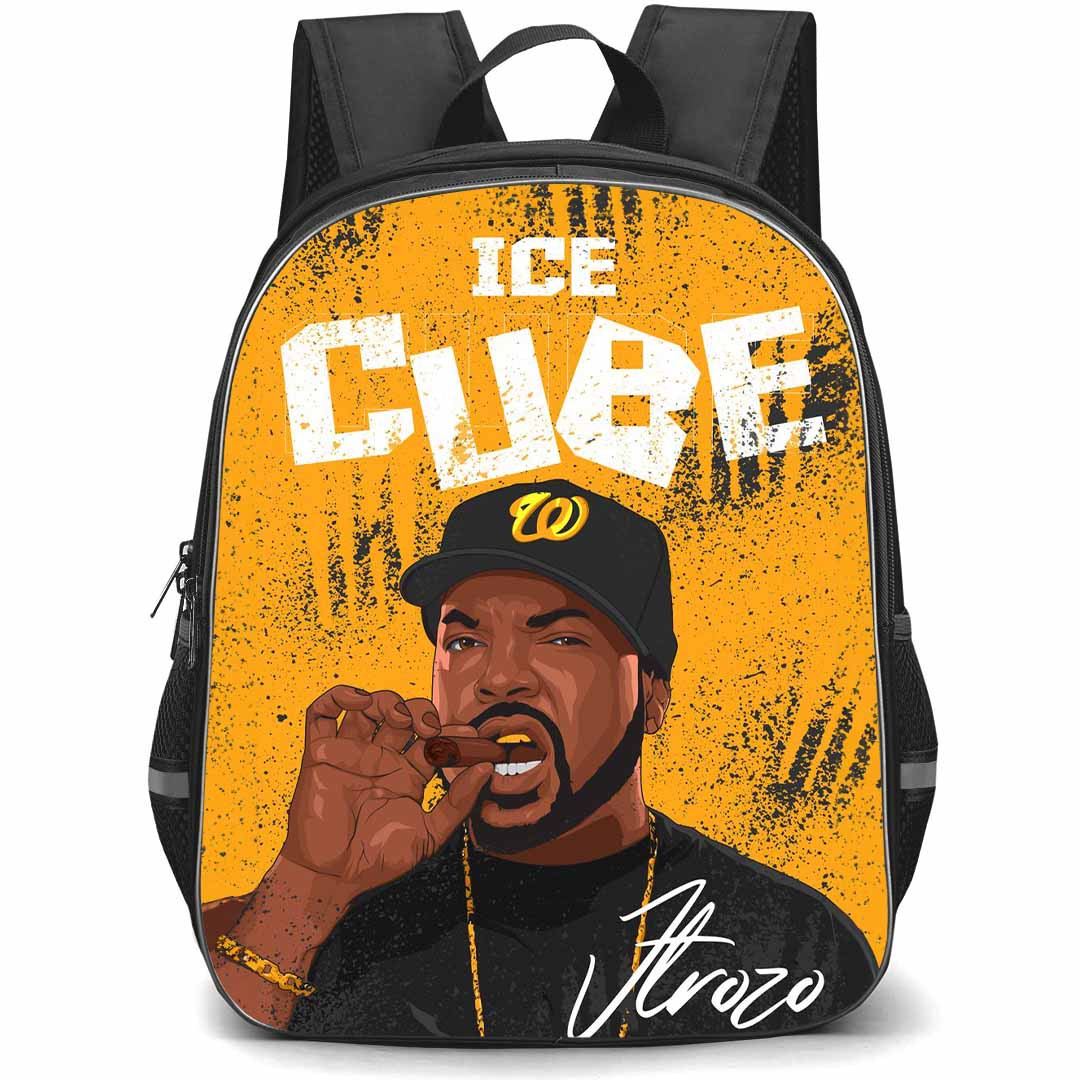 Ice Cube Backpack StudentPack - Ice Cube Hip Hop Illustration Art On Yellow Background