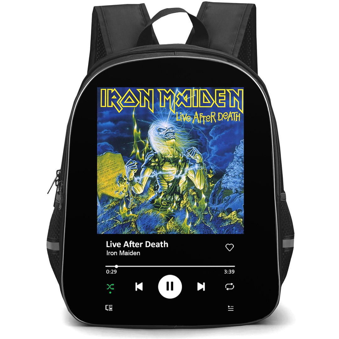 Iron Maiden Backpack School Bag StudentPack - Iron Maiden Live After Death Album Cover Spotify Library Poster