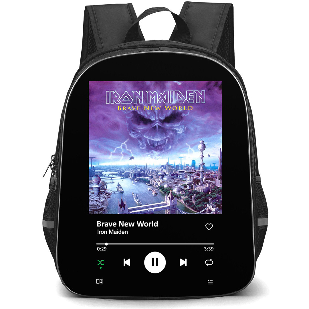 Iron Maiden Backpack School Bag StudentPack - Iron Maiden Brave New World Album Cover Spotify Library Poster