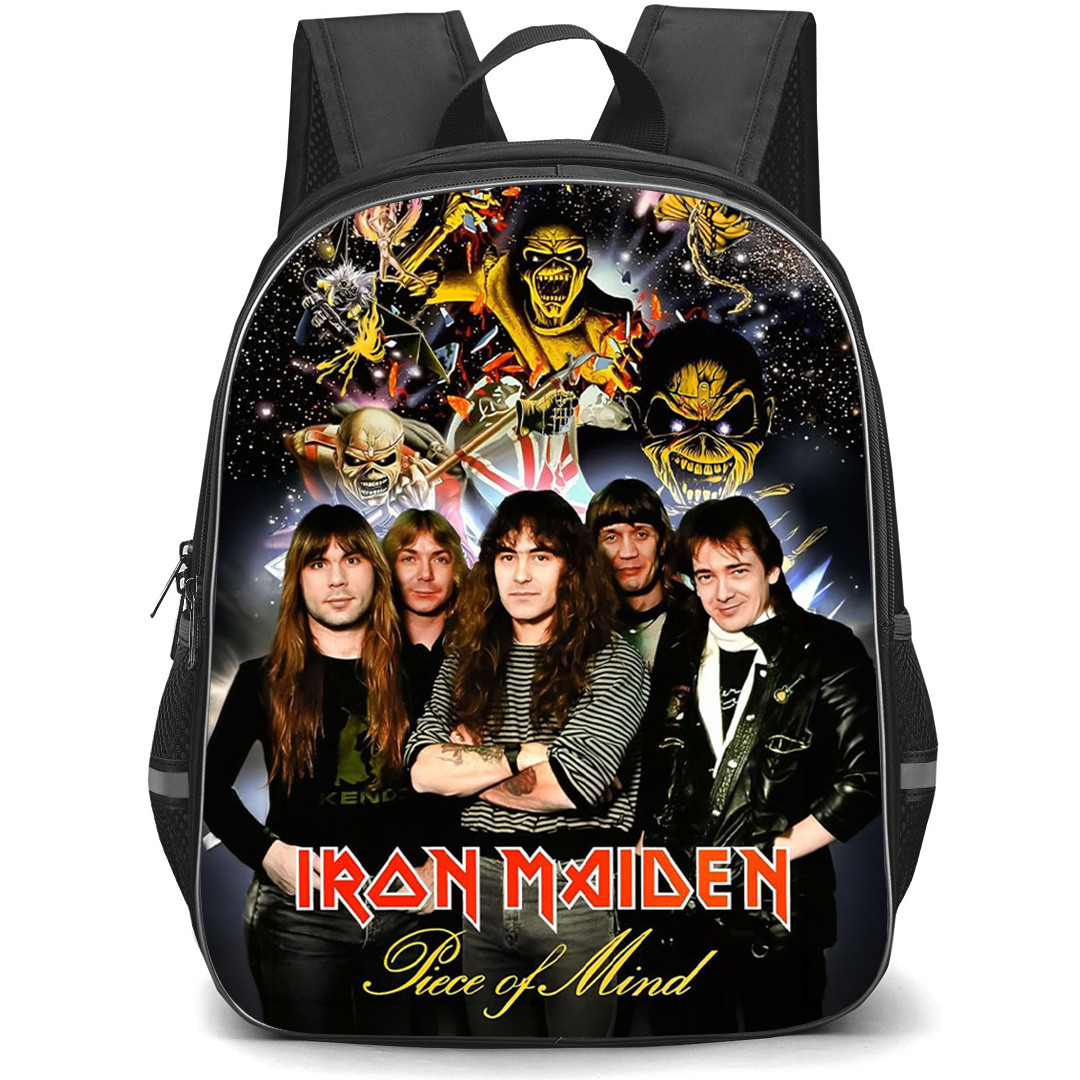 Iron Maiden Backpack School Bag StudentPack - Iron Maiden Group Profile Piece Of Mind Collage Poster