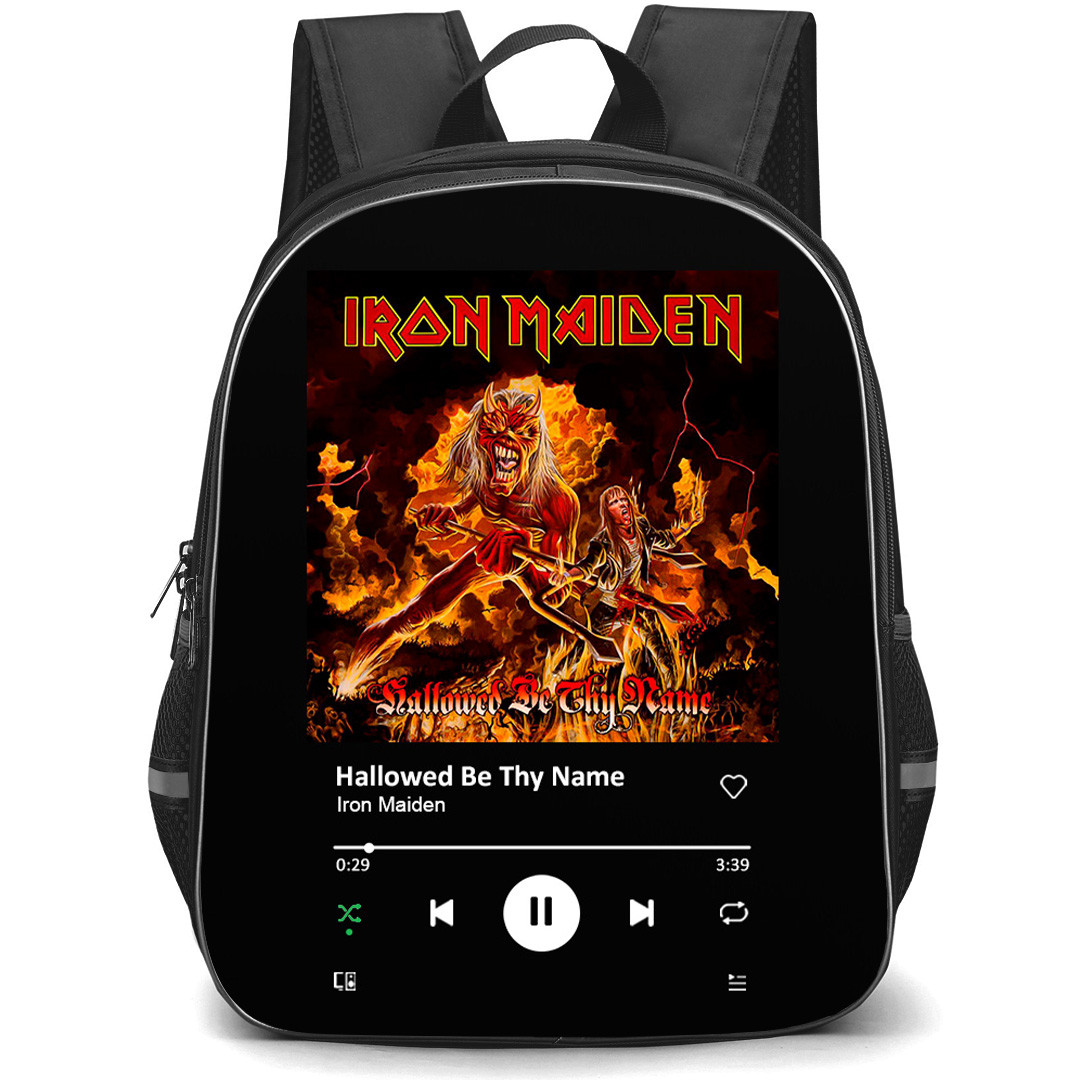 Iron Maiden Backpack School Bag StudentPack - Iron Maiden Hallowed Be Thy Name Album Cover Spotify Library Poster