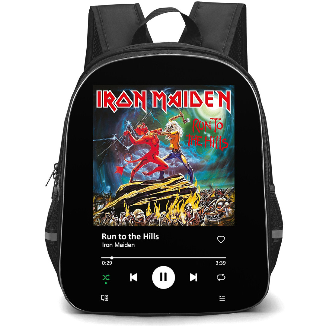 Iron Maiden Backpack School Bag StudentPack - Iron Maiden Run To The Hills Album Cover Spotify Library Poster