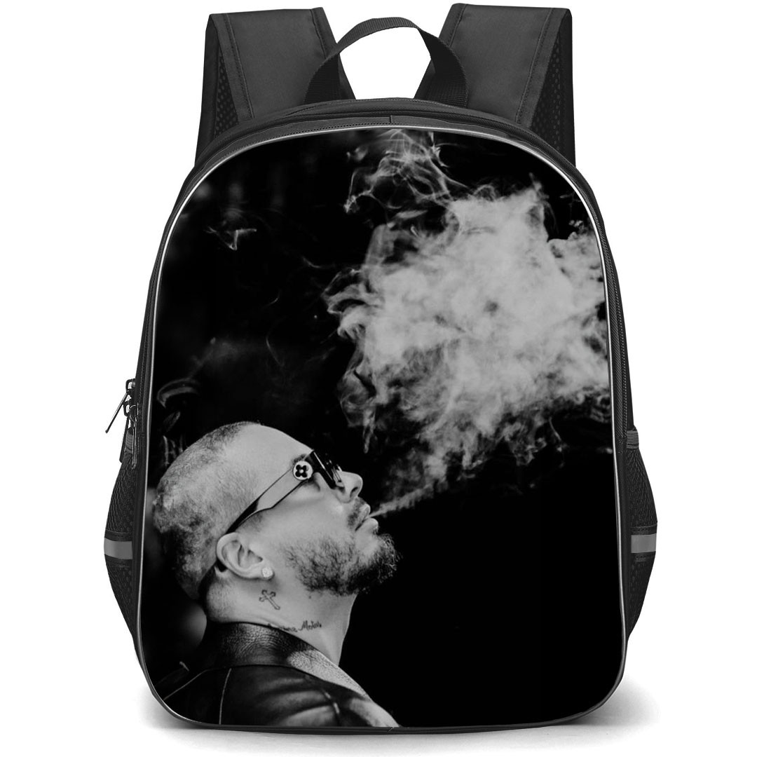 J Balvin Backpack StudentPack - J Balvin Smoking Grayscale Poster