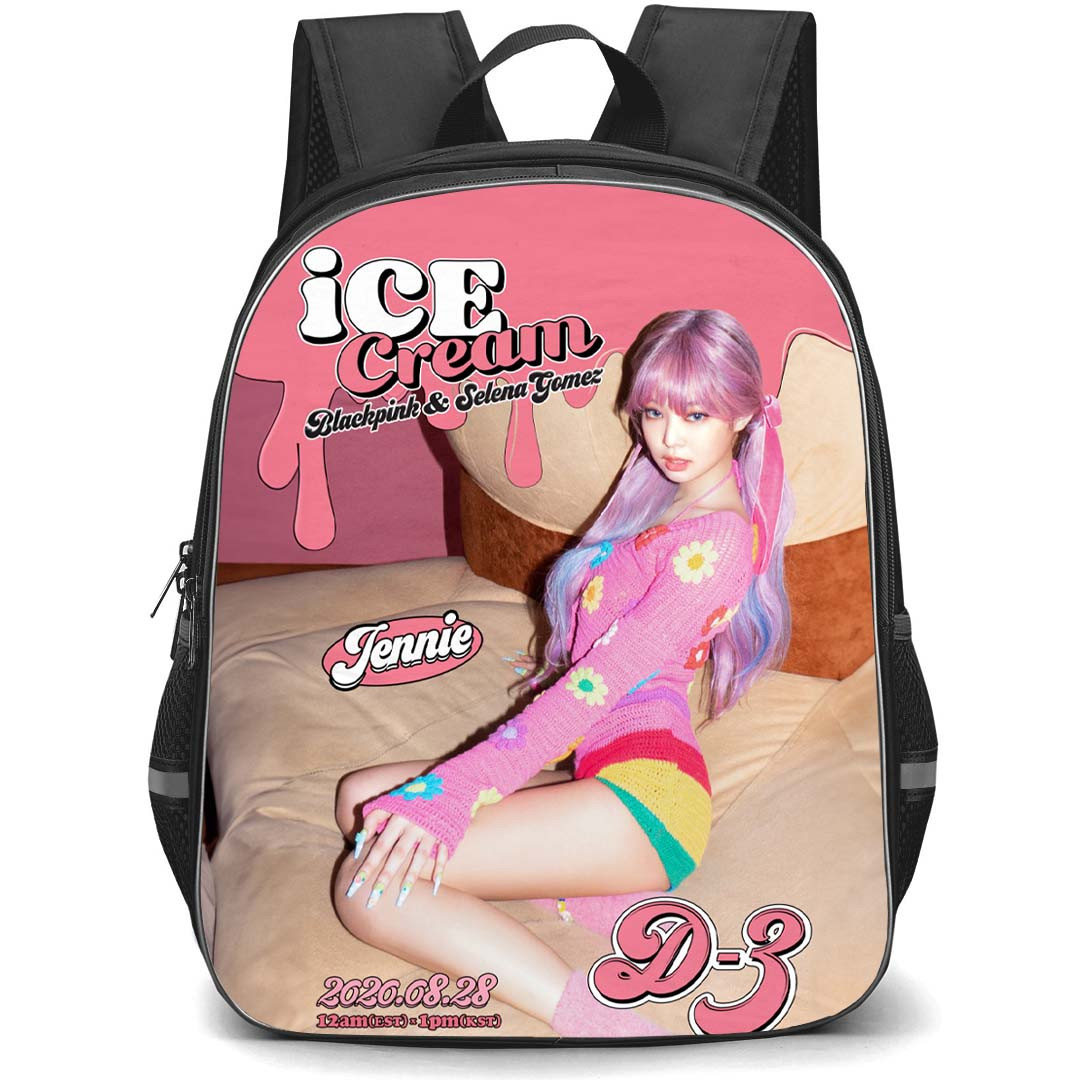 Jennie Kim Backpack StudentPack - Jennie Kim BlackPink X Selena Gomez Ice Cream D-3 POSTER