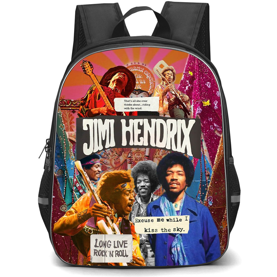 Jim Hendrix Backpack School Bag StudentPack - Jim Hendrix Long Live Rock N Roll Collage