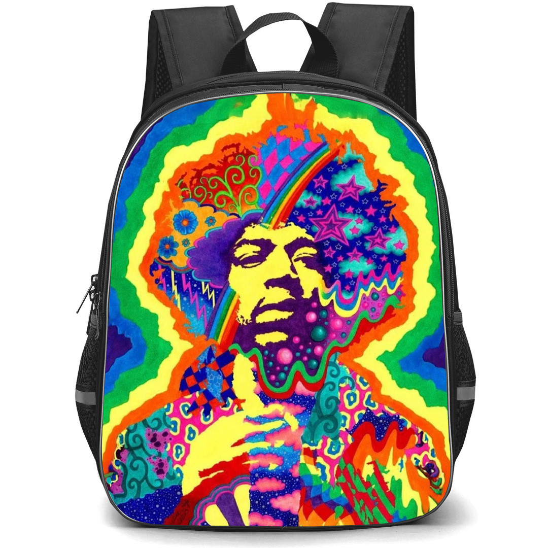 Jim Hendrix Backpack School Bag StudentPack - Jim Hendrix Pattern Art Portrait