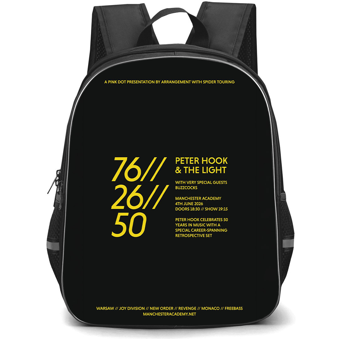 Joy Division Backpack School Bag StudentPack - Joy Division Peter Hook And The Light Tour Yellow Poster
