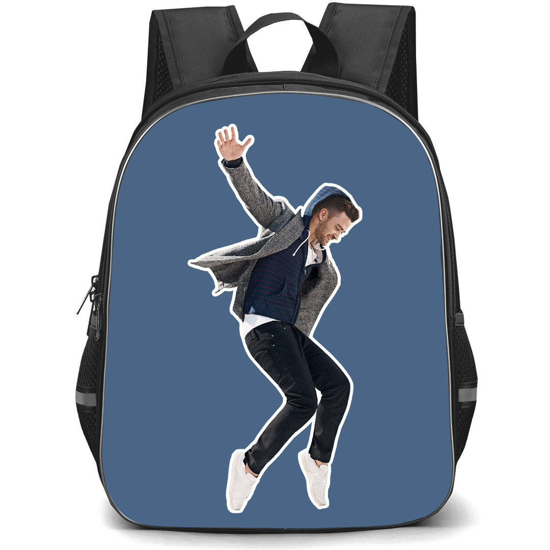 Justin Timberlake Backpack StudentPack - Justin Timberlake Dancing Step Sticker On Blue Background