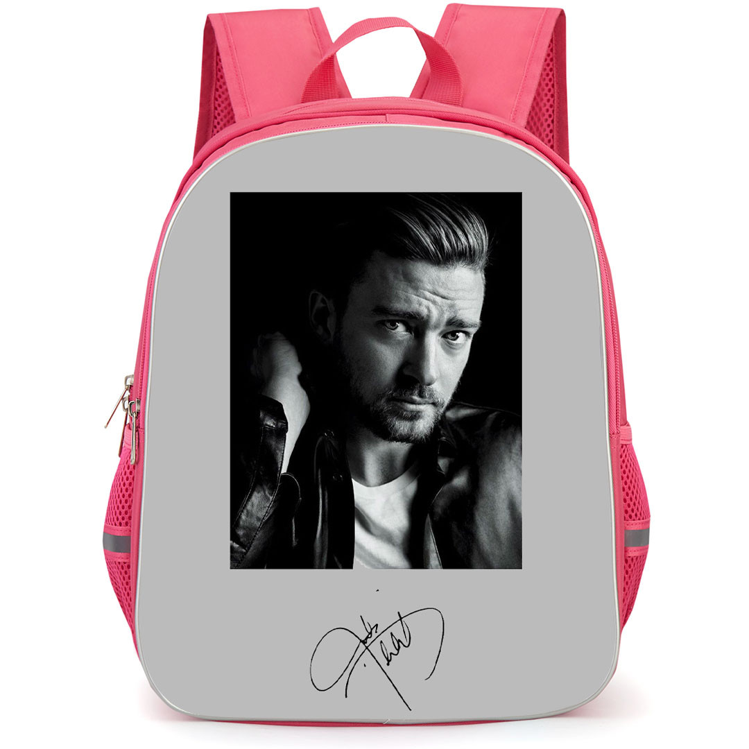 Justin Timberlake Backpack StudentPack - Justin Timberlake Grayscale Portrait With Signature Poster