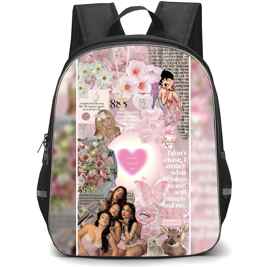 Kali Uchis Backpack StudentPack - Kali Uchis A New Era of Me Pink Floral Graphic Art Poster