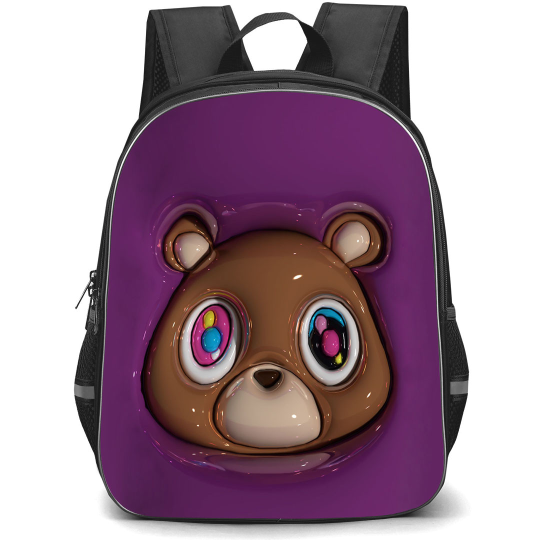 Kanye West Backpack StudentPack - Kanye West Bear On Purple Background