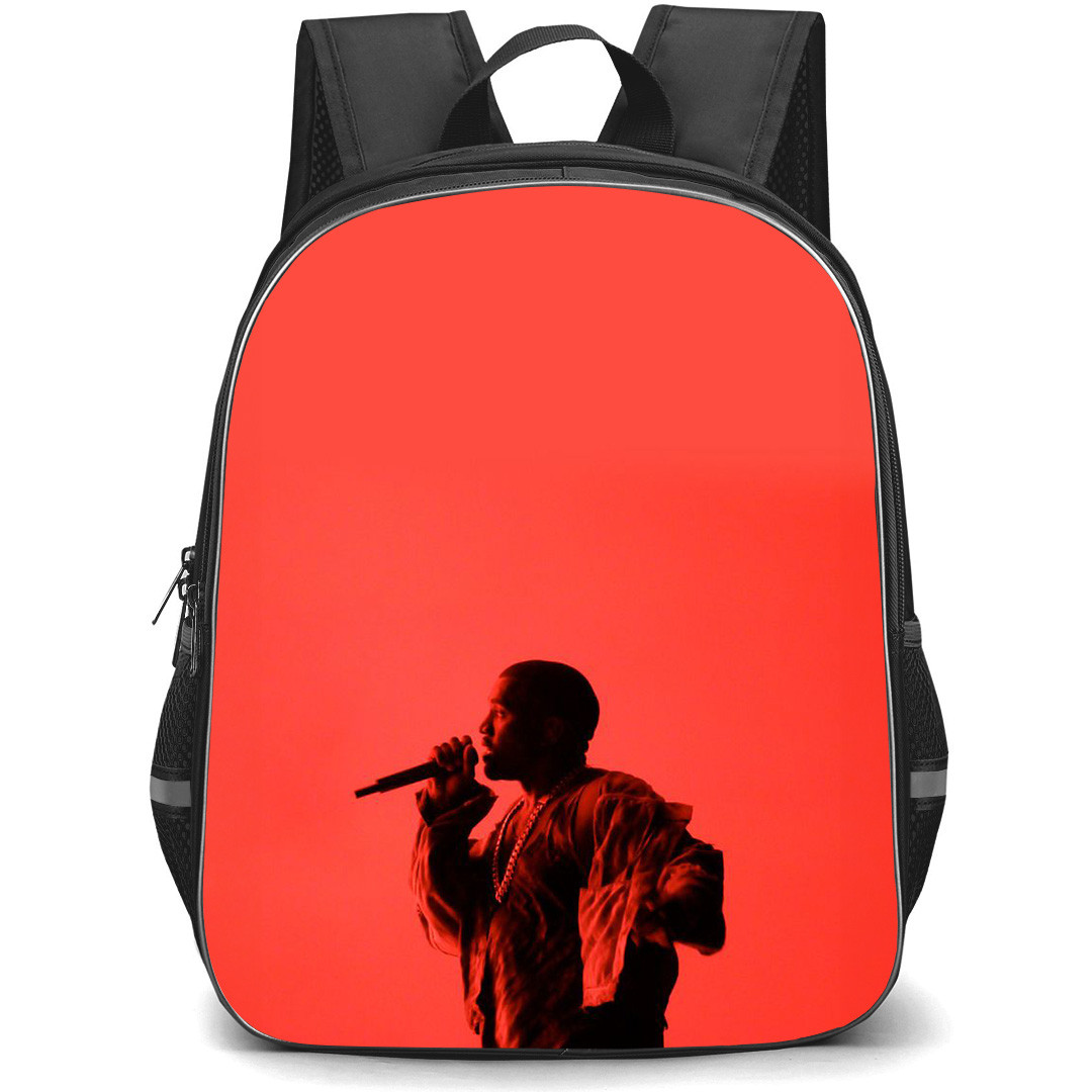 Kanye West Backpack StudentPack - Kanye West Performing On Red Background