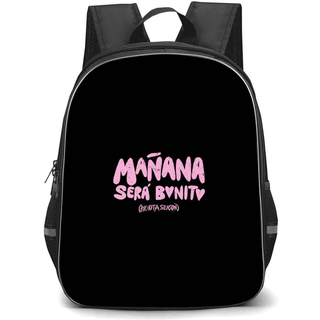 Karol G Backpack StudentPack - Karol G Manana Sea Bonito Pink Logo On Black Background