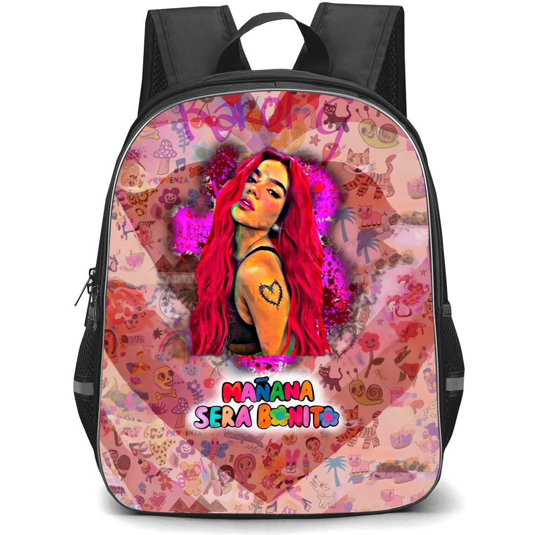 Karol G Backpack StudentPack - Karol G Side Portrait Illustration Art On Manana Sera Bonito Background