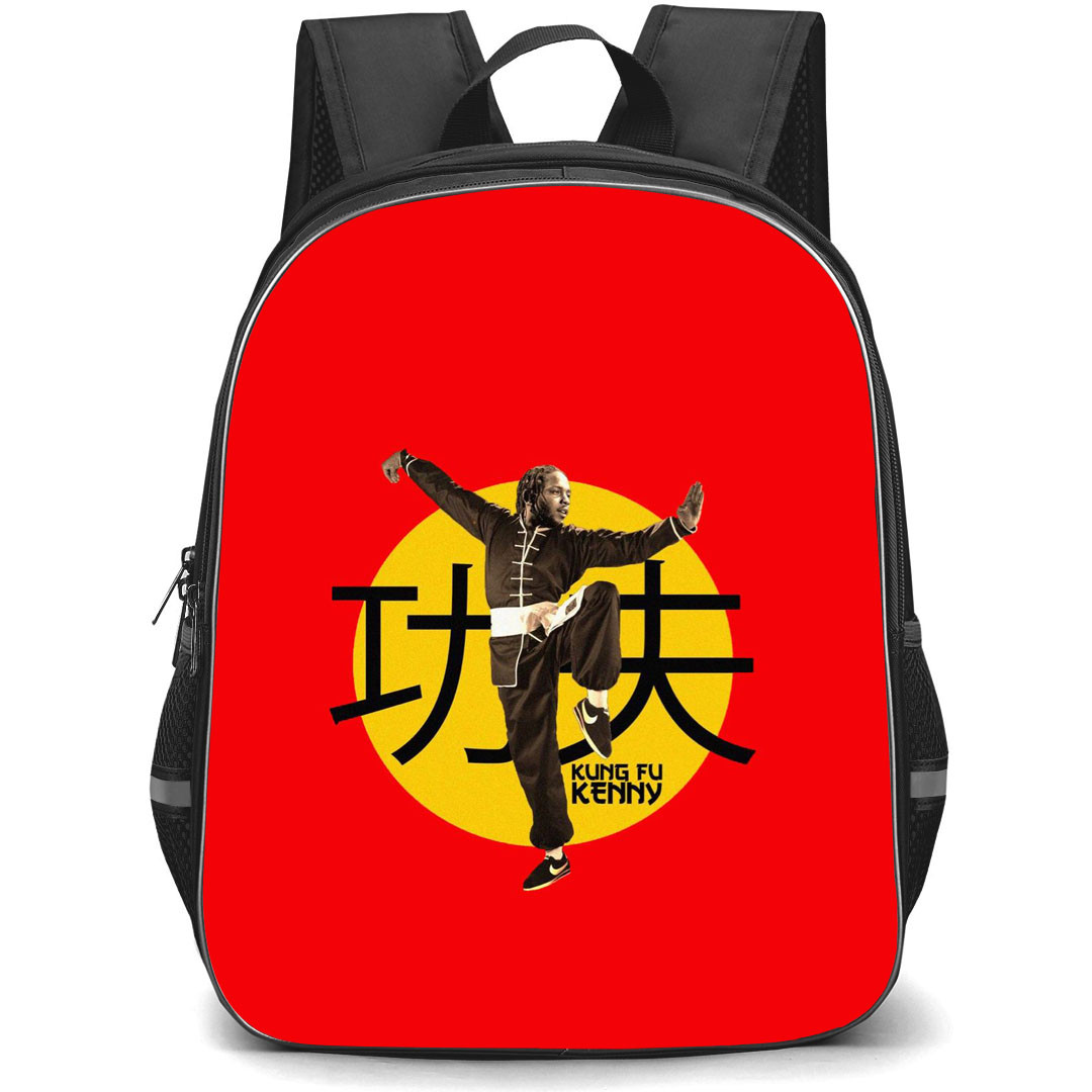 Kendrick Lamar Backpack StudentPack - Kendrick Lamar Kung Fu Kenny On Red Background