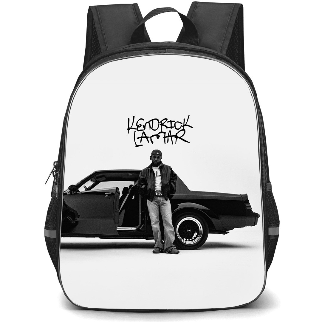Kendrick Lamar Backpack School Bag StudentPack - Kendrick Lamar Leaning On Car Black And White