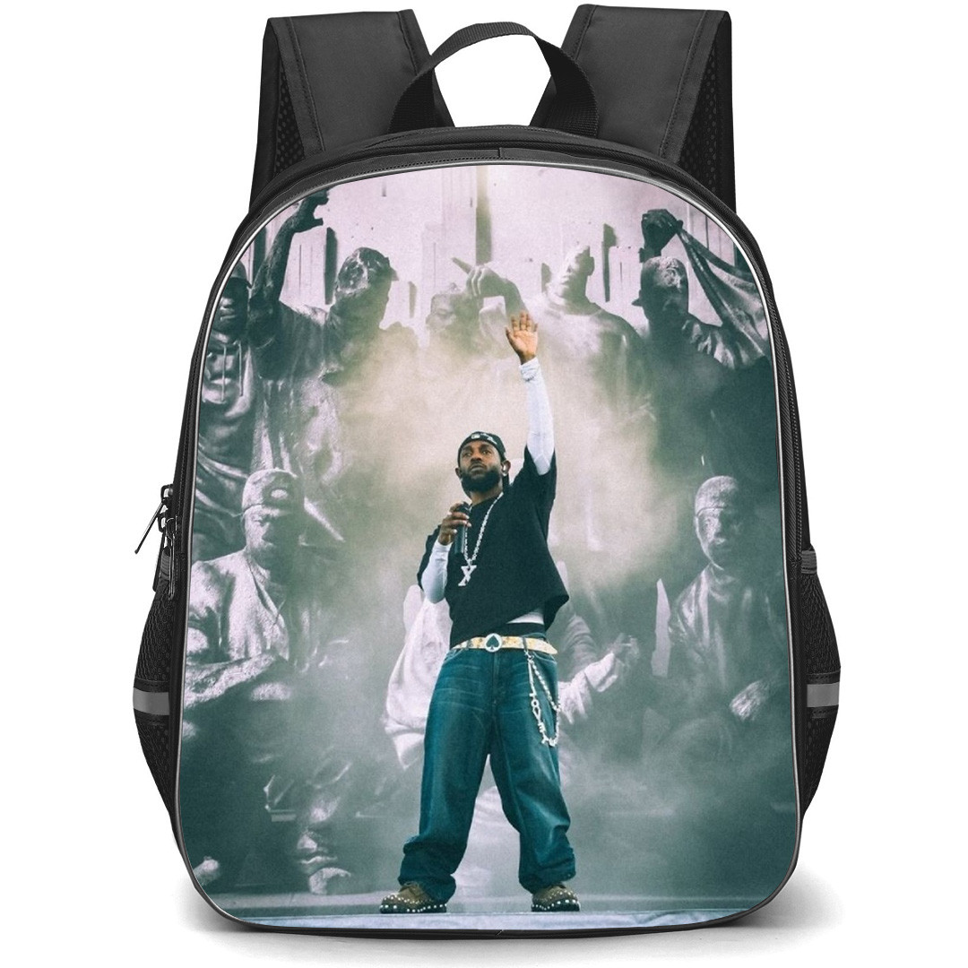 Kendrick Lamar Backpack School Bag StudentPack - Kendrick Lamar One Hand Up Figures Background