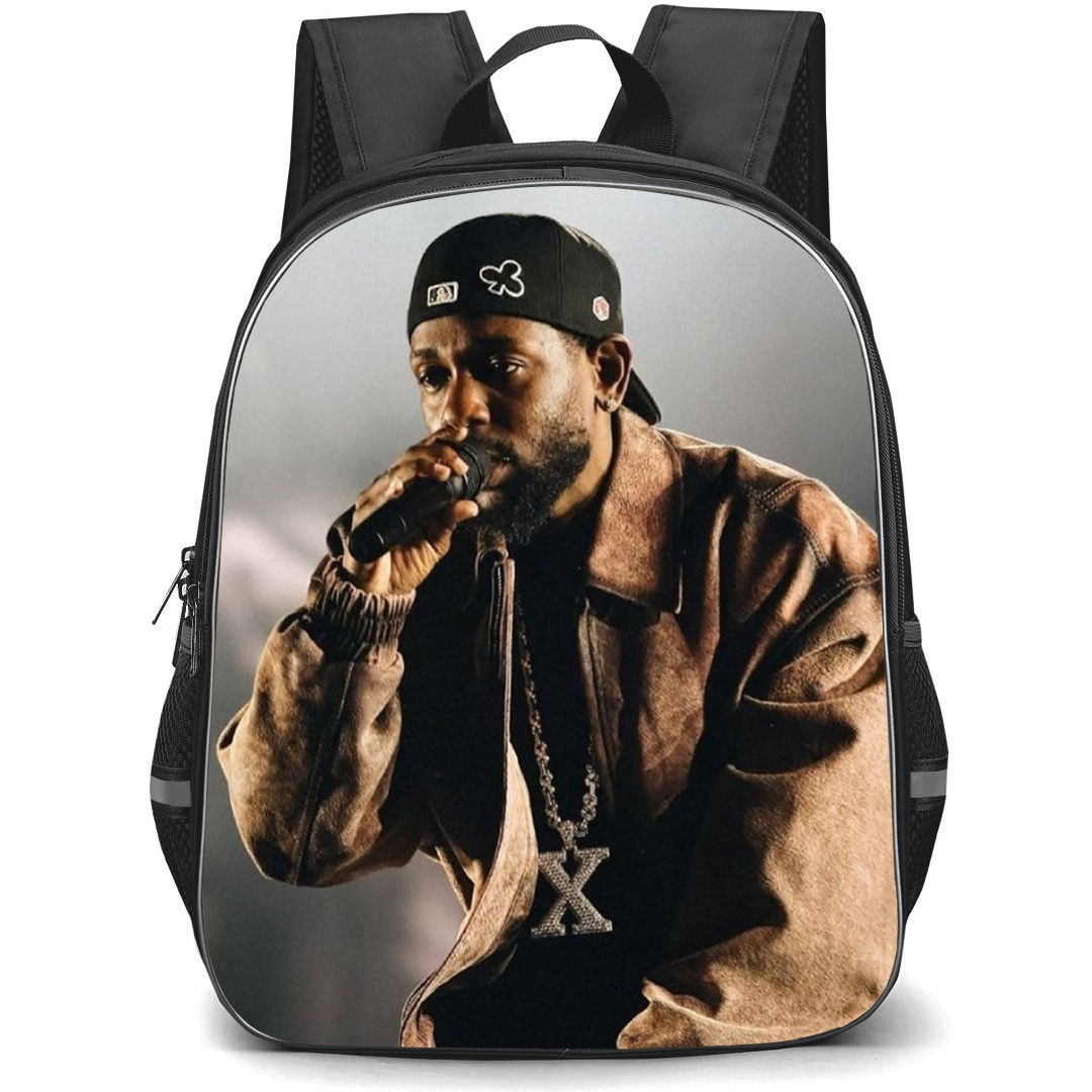 Kendrick Lamar Backpack School Bag StudentPack - Kendrick Lamar Singing Wearing X Necklace