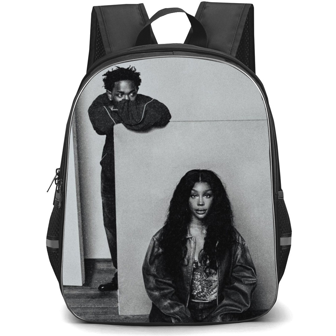 Kendrick Lamar Backpack School Bag StudentPack - Kendrick Lamar And Sza Portrait Greyscale
