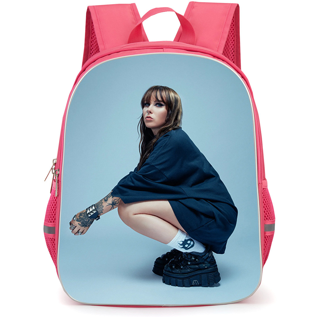 Kenya Grace Backpack School Bag StudentPack - Kenya Grace Sitting Photoshoot On Skyblue Background