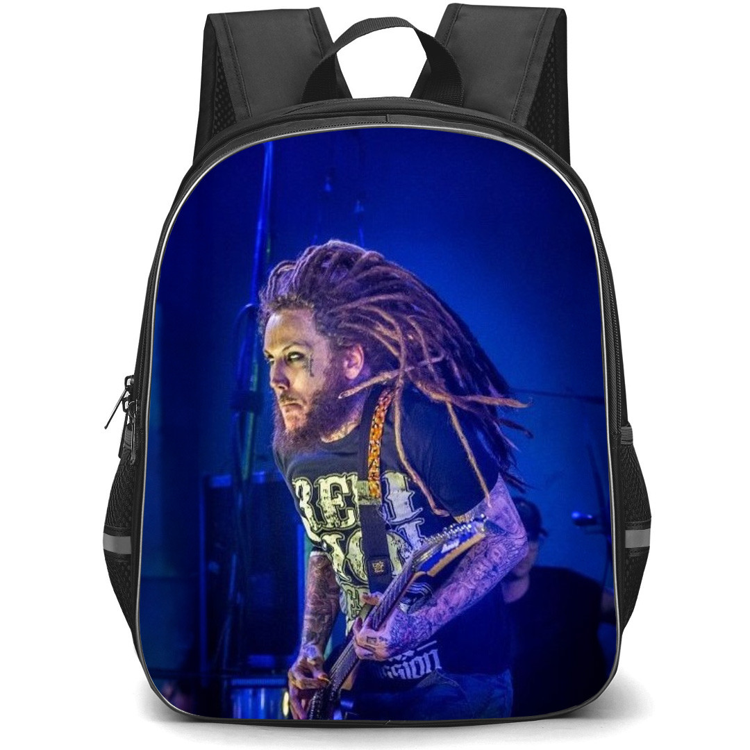 Korn Backpack School Bag StudentPack - Korn Brian Welch Side Portrait Playing Guitar