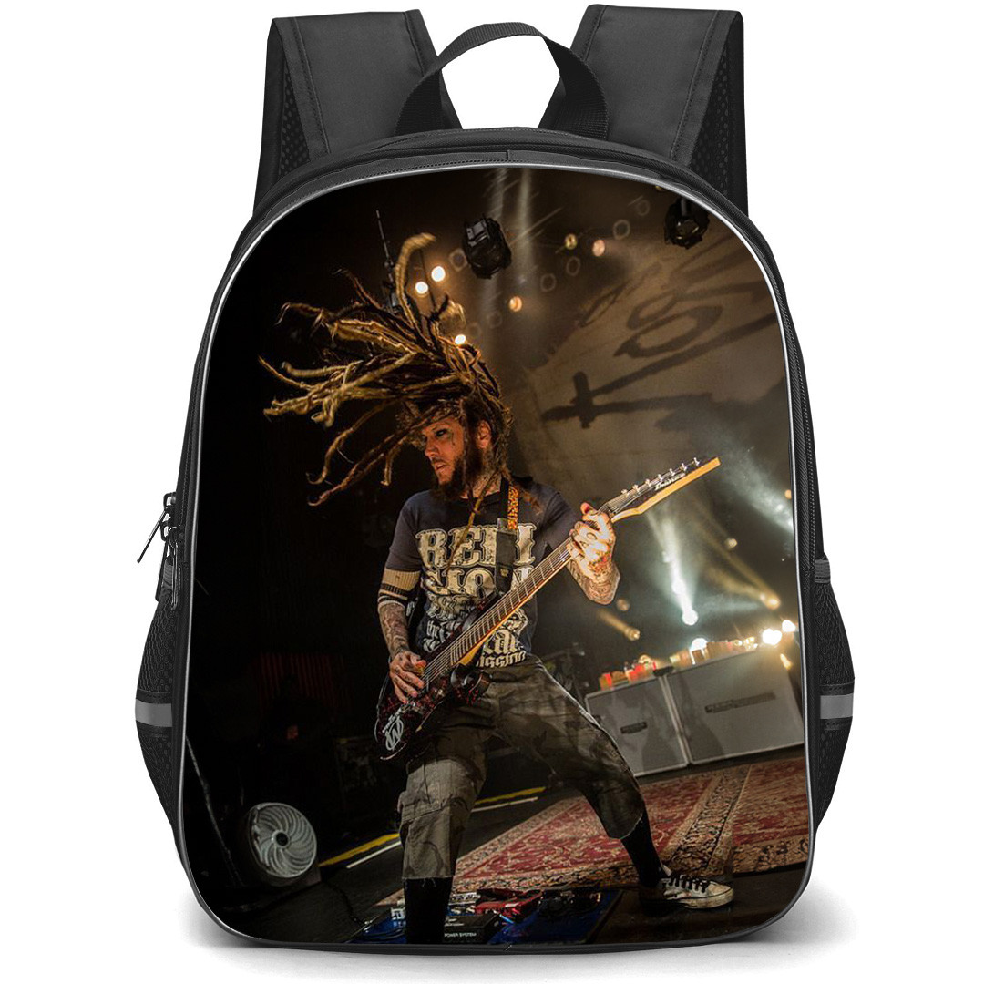 Korn Backpack School Bag StudentPack - Korn Brian Welch Side Portrait Hair Flying Upwards