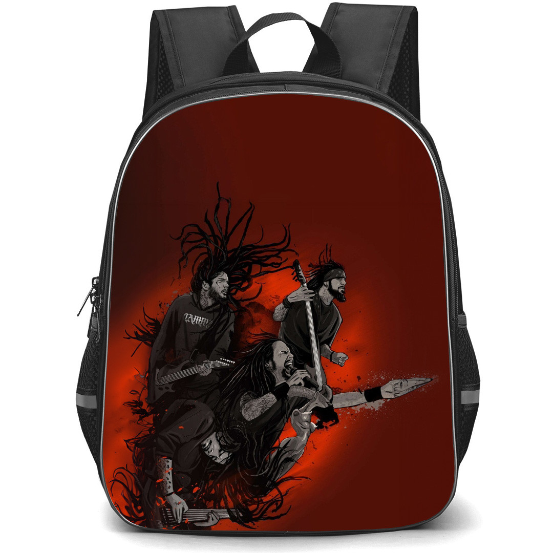 Korn Backpack School Bag StudentPack - Korn Group Side Portrait Comic Art
