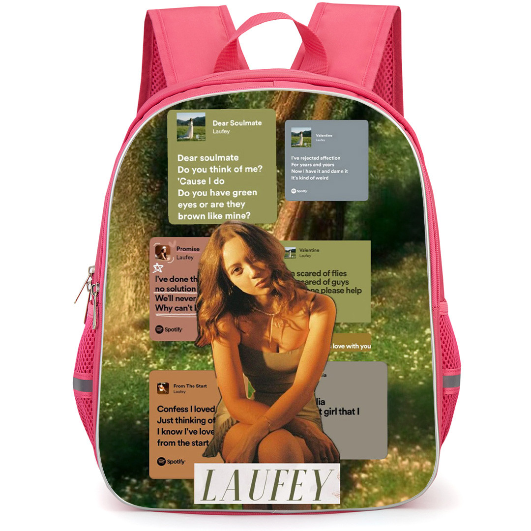 Laufey Backpack School Bag StudentPack - Laufey Aesthetic Lyrics Collage Poster
