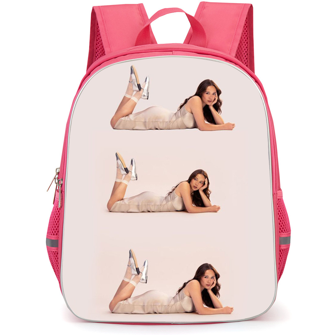 Laufey Backpack School Bag StudentPack - Laufey Triple Lying Pose On Soft Beige Background