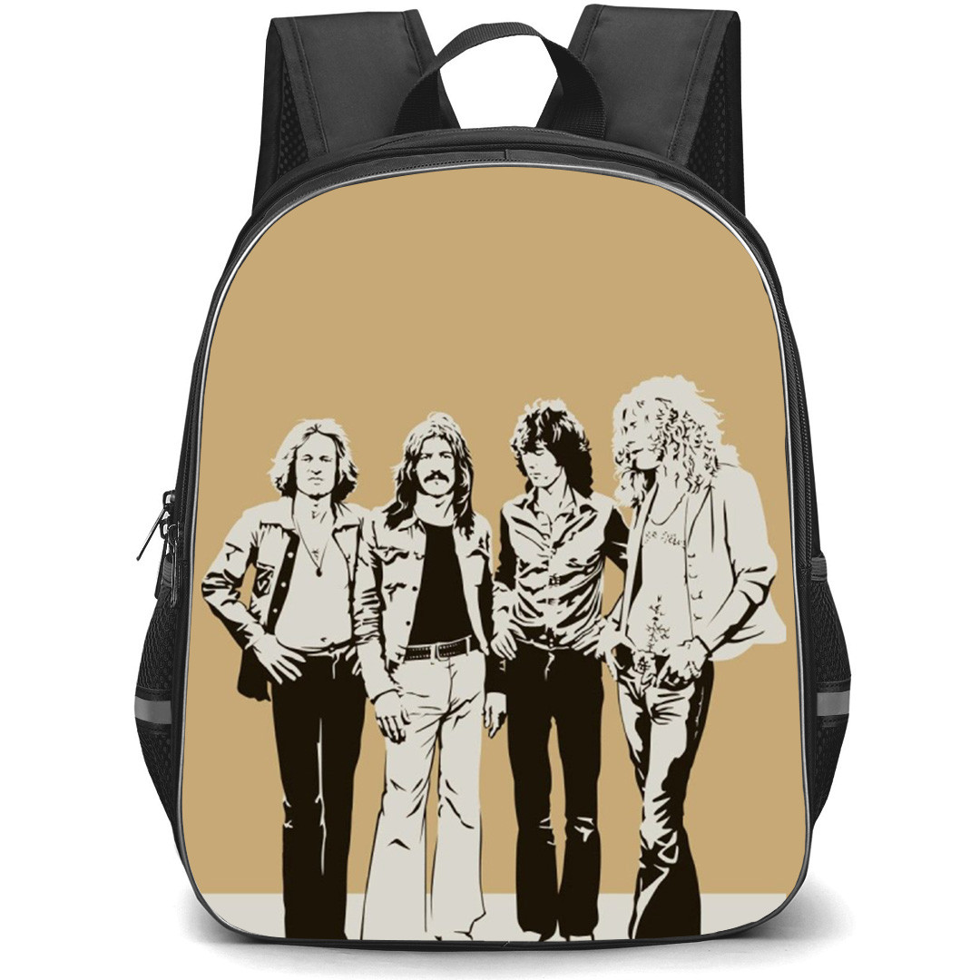 Led Zeppelin Backpack School Bag StudentPack - Band Portrait Monochrome Brown Poster
