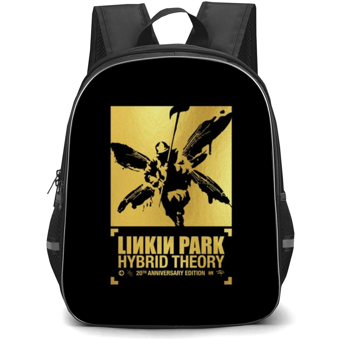 Linkin Park Backpack StudentPack - Linkin Park Hybrid Theory Logo Black and Gold Background