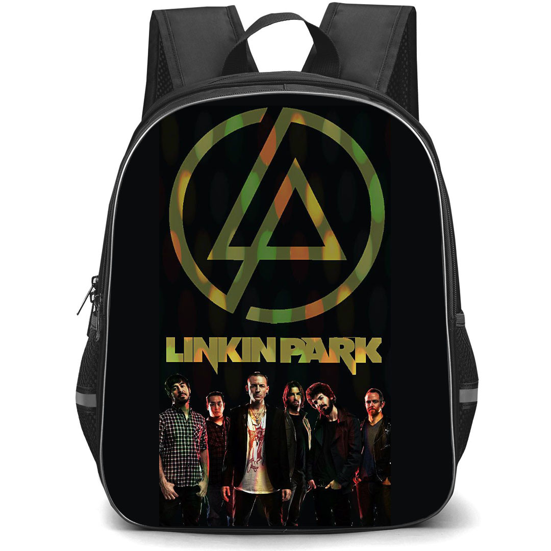 Linkin Park Backpack StudentPack - Linkin Park Logo And Member On Black Background