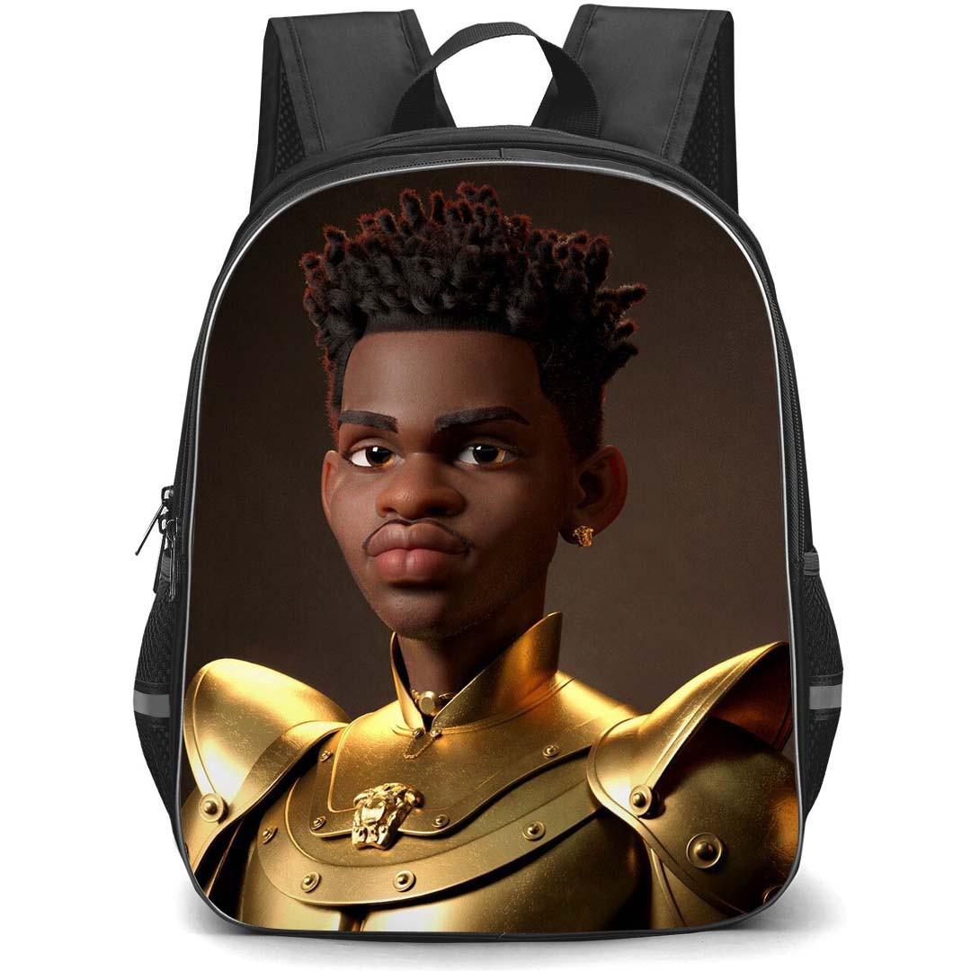 Lil Nas X Backpack StudentPack - Lil Nas X Wear Golden Armour 3D Cartoon