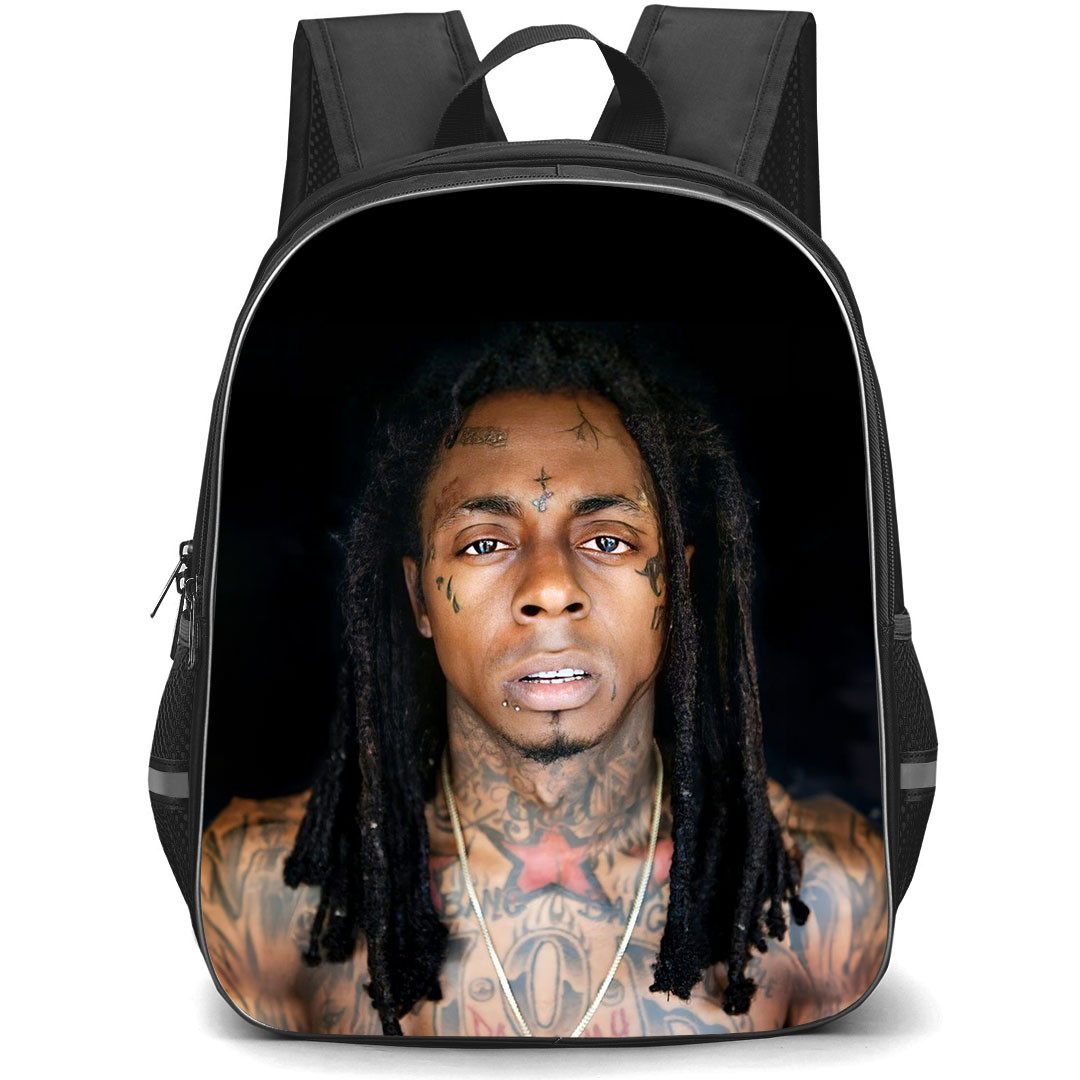 Lil Wayne Backpack StudentPack - Lil Wayne Portrait On Black Background