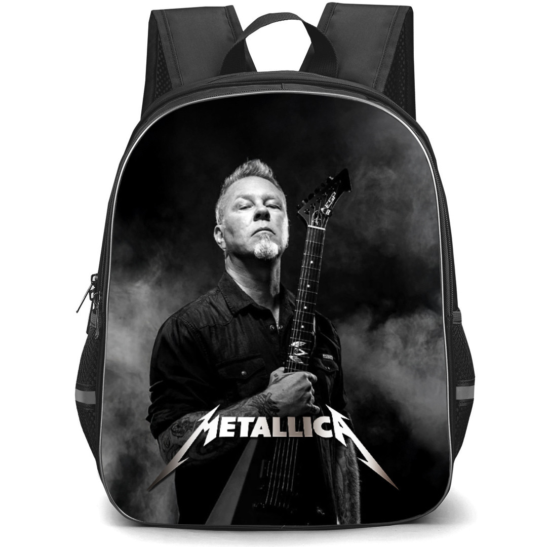 Metallica Backpack StudentPack - Metallica James Hetfield with Guitar Black and White Portrait