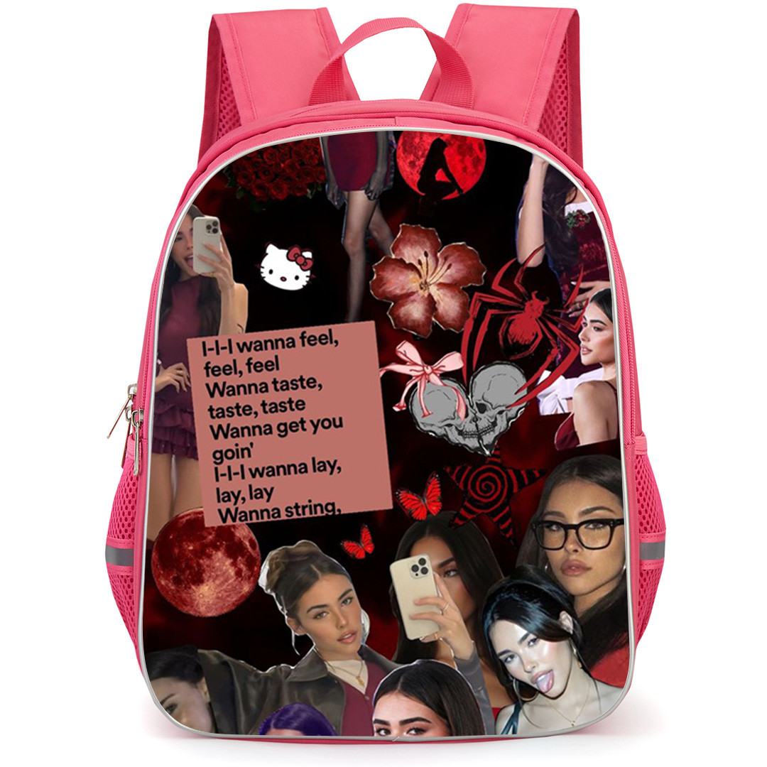 Madison Beer Backpack School Bag StudentPack - Madison Beer Pink Outfits Black Background Collage Poster