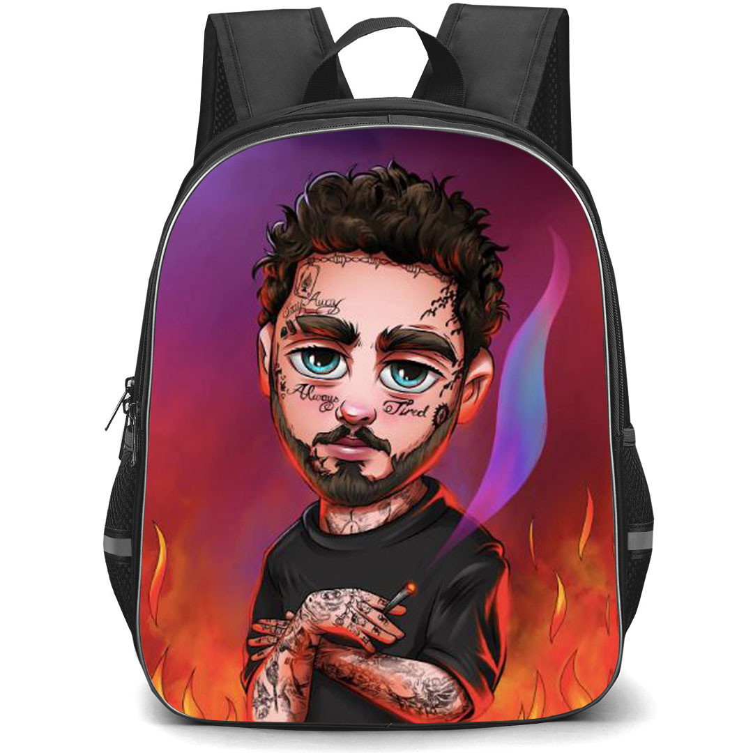 Post Malone Backpack StudentPack - Post Malone Smoking Chibi Art