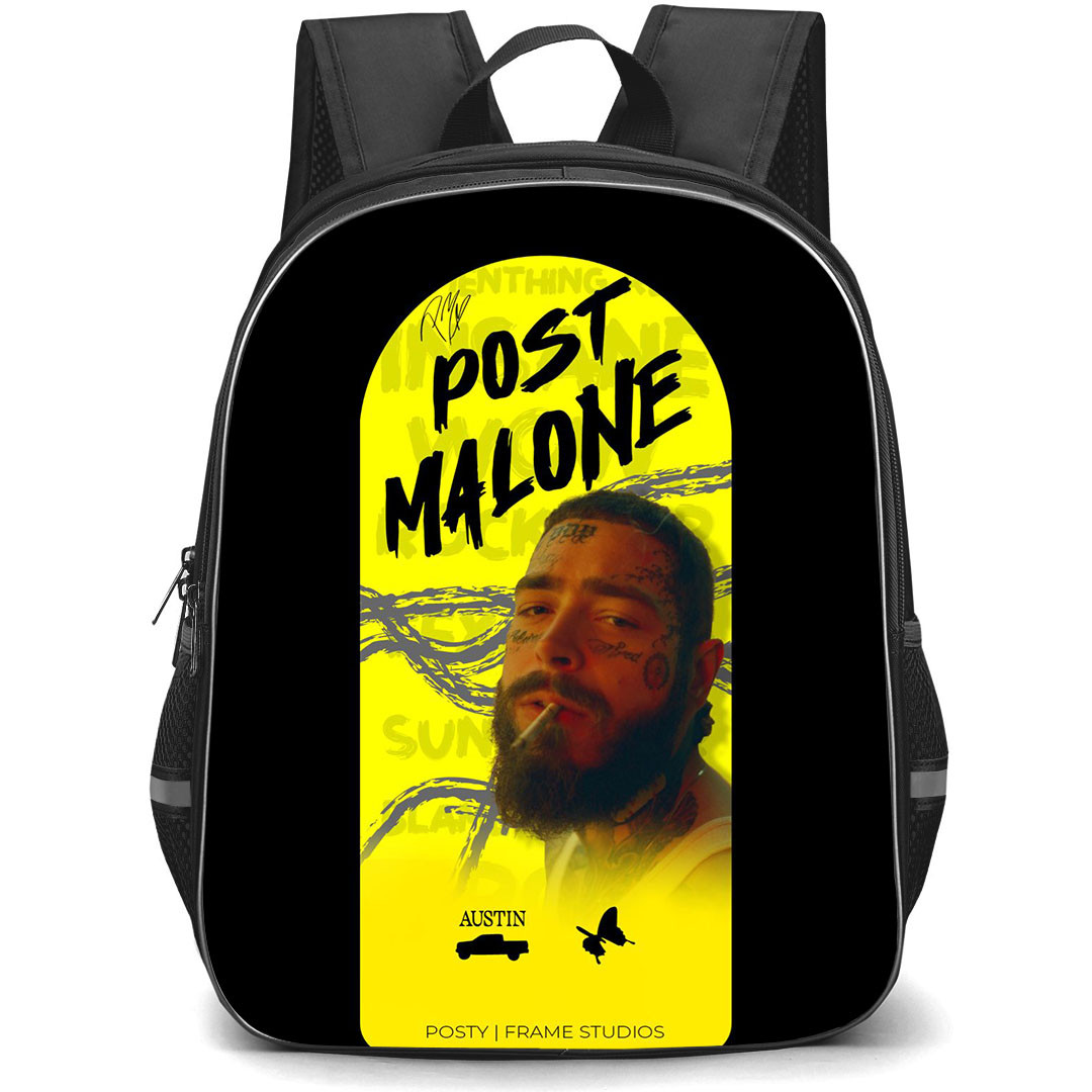 Post Malone Backpack StudentPack - Post Malone Smoking Portrait On Yellow Background