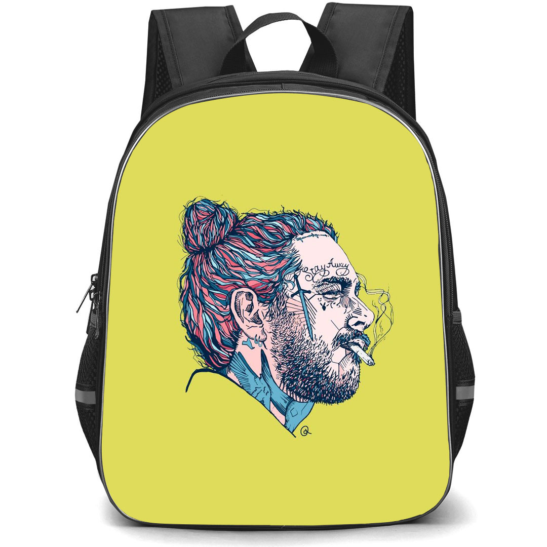 Post Malone Backpack StudentPack - Post Malone Smoking Side Head Illustration