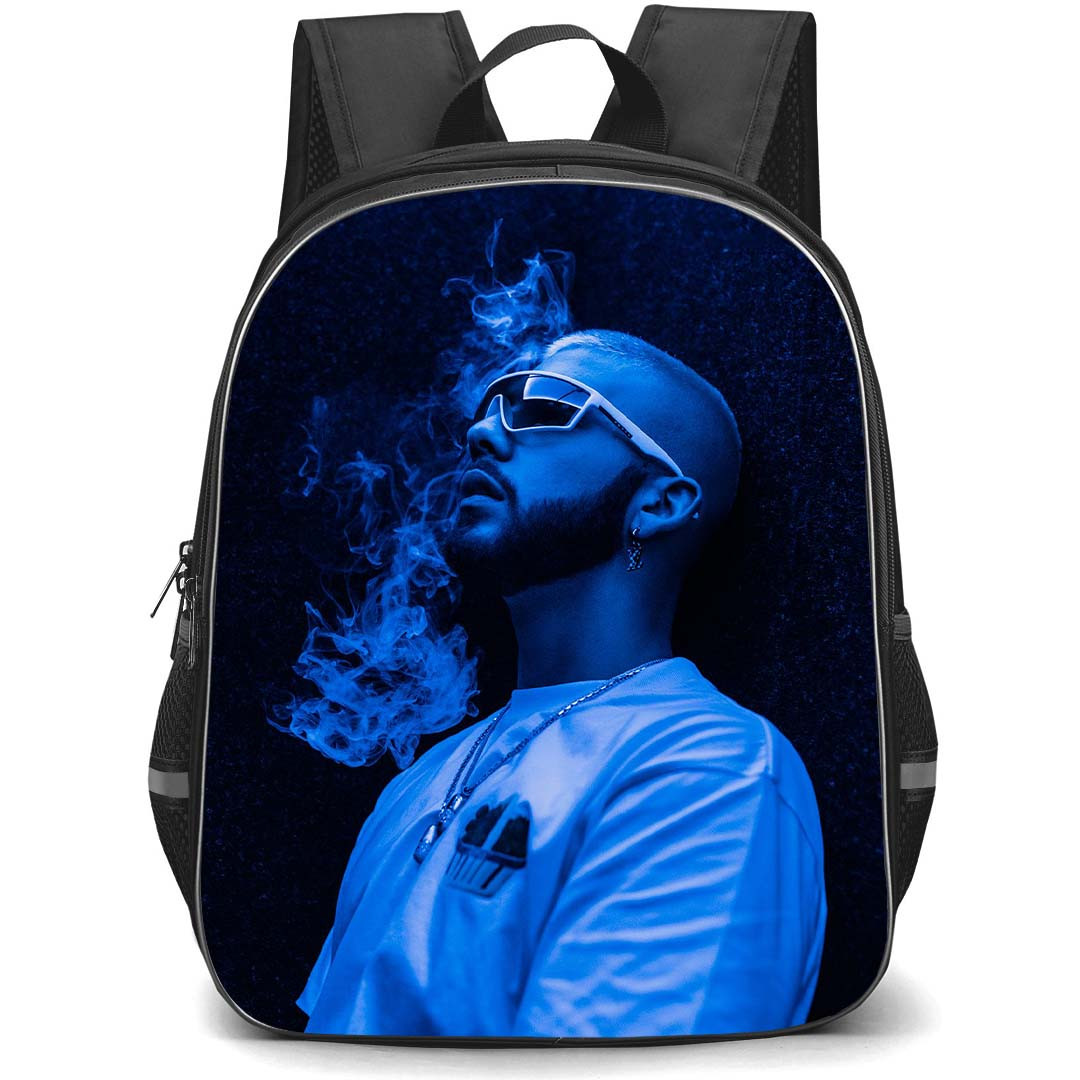 Manuel Turizo Backpack StudentPack - Manuel Turizo Side Portrait On Blue Light And Smoke Background