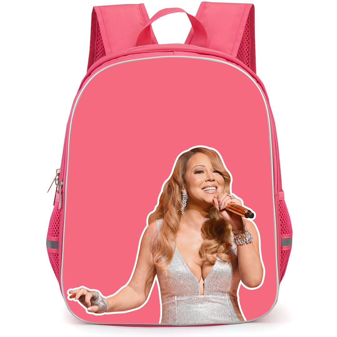 Mariah Carey Backpack StudentPack - Mariah Carey Singing Sticker On Pink Background